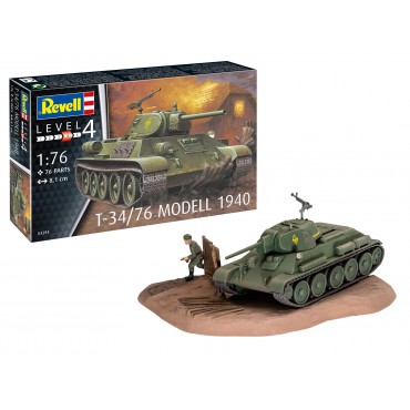 KIT PARA MONTAR REVELL TANQUE DE GUERRA T-34/76 MODELL 1940 1/76 76 PEÇAS REV 03294